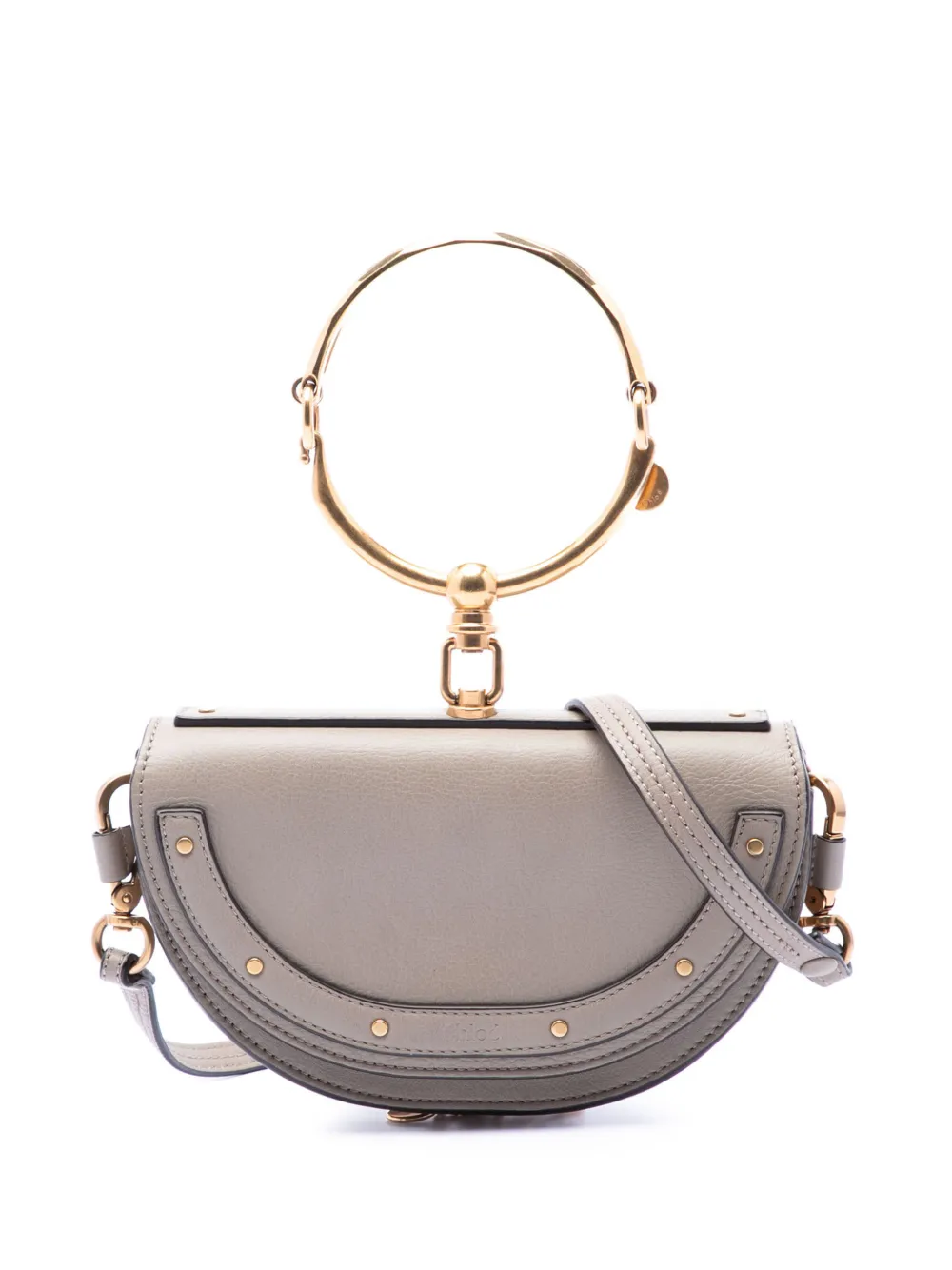 Pre-owned Chloé 2018 Mini Calfskin Nile Bracelet Satchel In Gray
