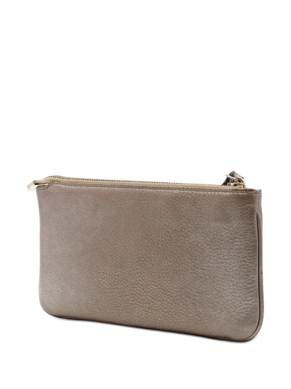 Gucci Pre-owned 2000-2015 Metallic Calfskin Soho Wristlet Pouch Clutch Bag in Brown, view 3