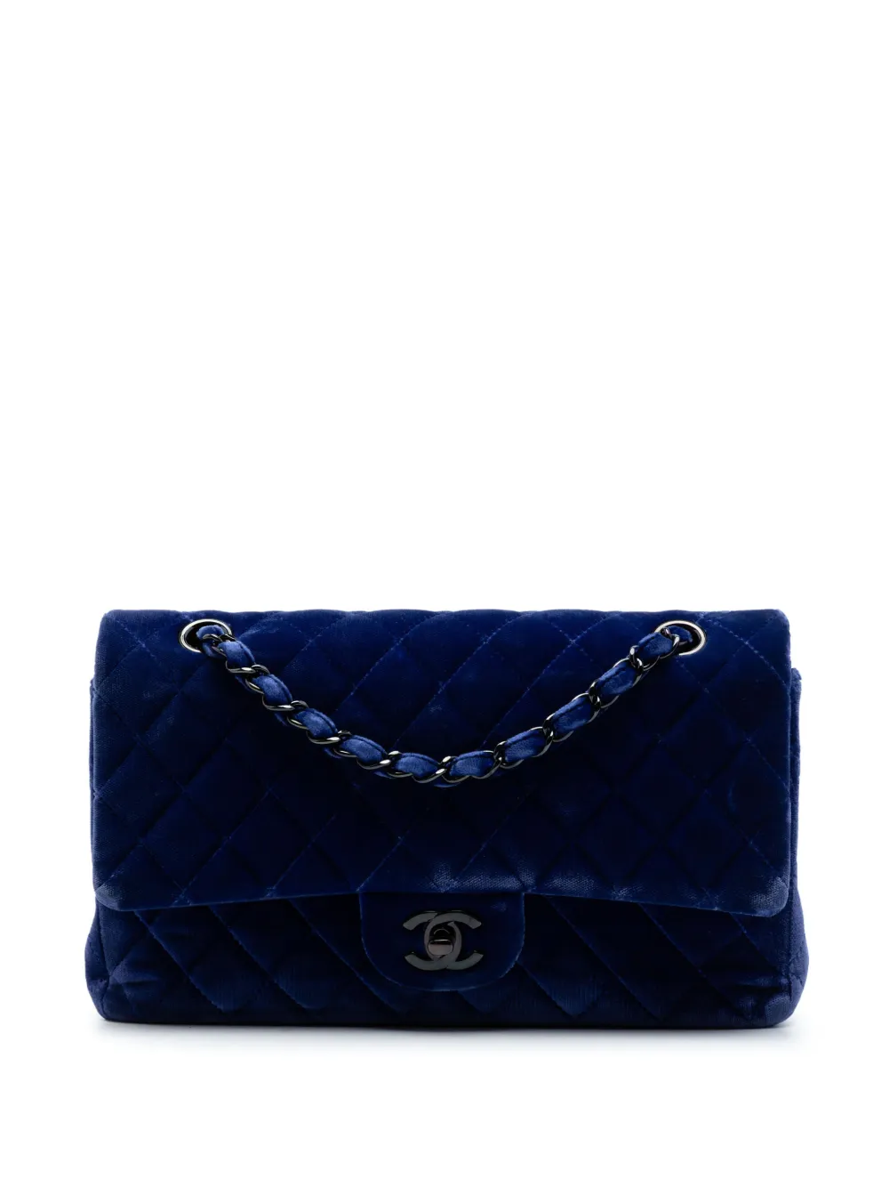 CHANEL Pre-Owned 2014-2015 Medium Classic Velvet Double Flap shoulder bag - Blue