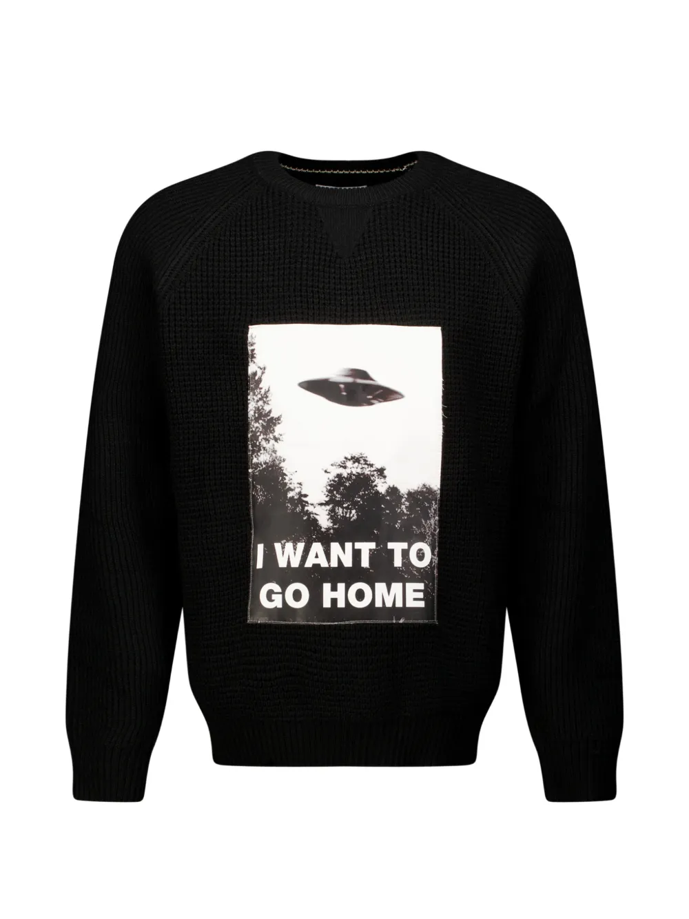 Anti Social Social Club graphic-patch waffle-knit sweater - Nero