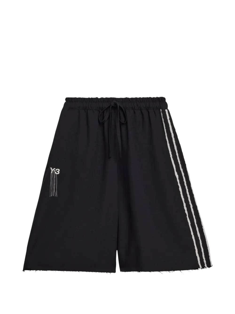 Y-3 3-Stripes raw-cut shorts - Black