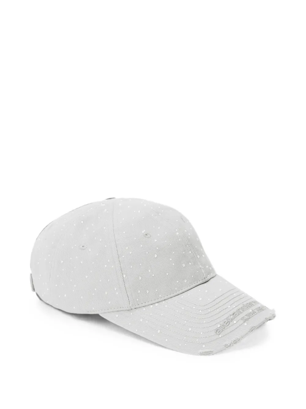 Alexander Wang Crystal-embellished Distressed Baseball Cap In Gray