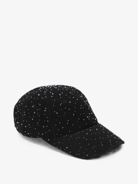 Alexander Wang crystal-embellished distressed baseball cap