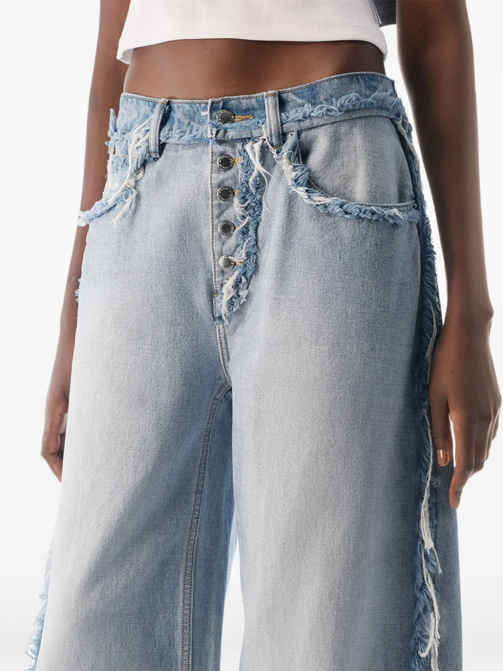 Alexander Wang Mid-waist jeans met logo-reliëf Blauw