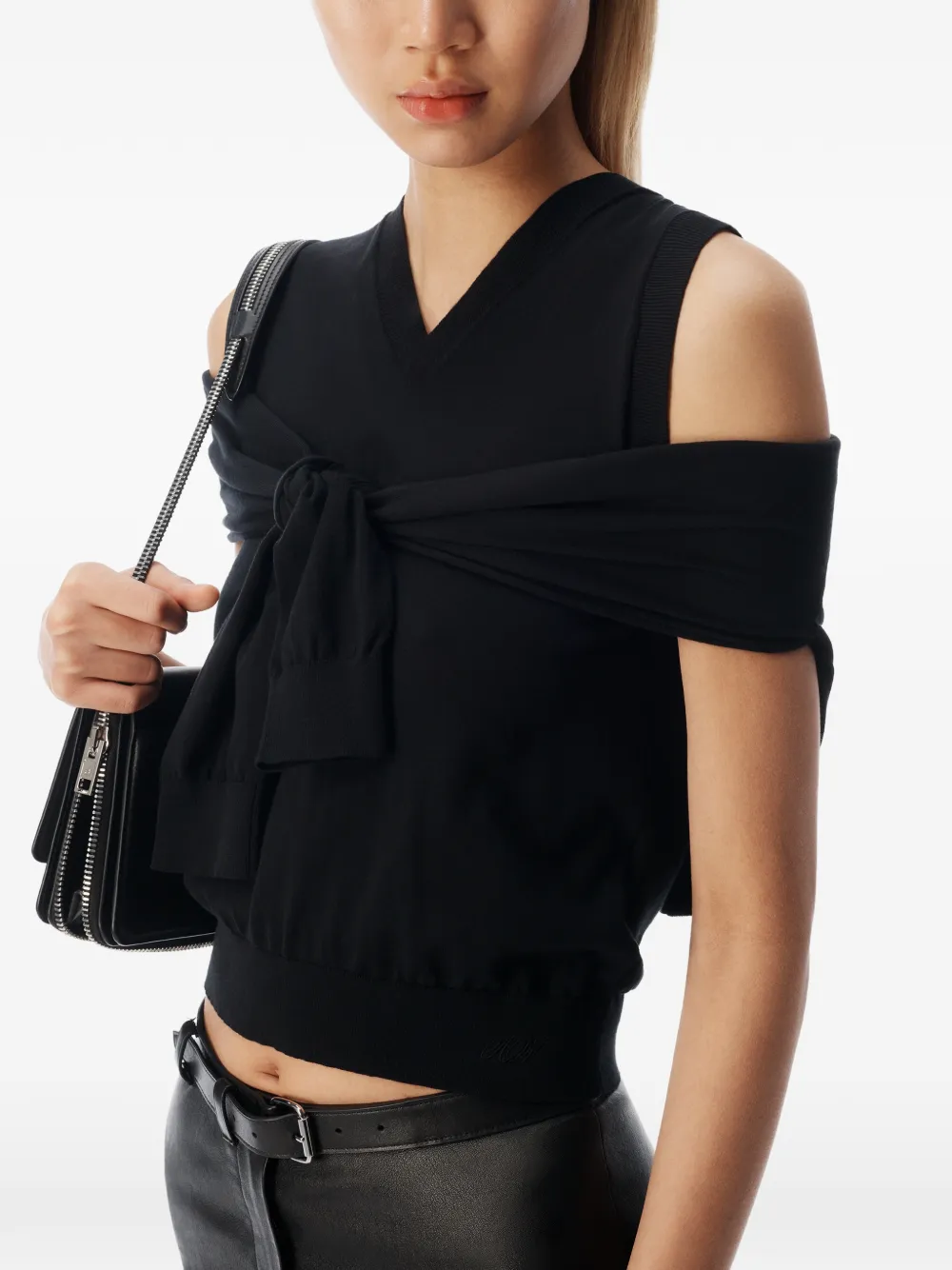 Alexander Wang Spencer met V-hals en wikkeldetail Zwart
