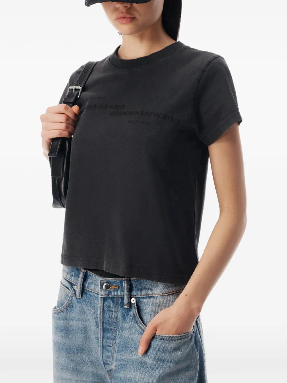 Alexander Wang T-shirt met gespiegeld logo Zwart