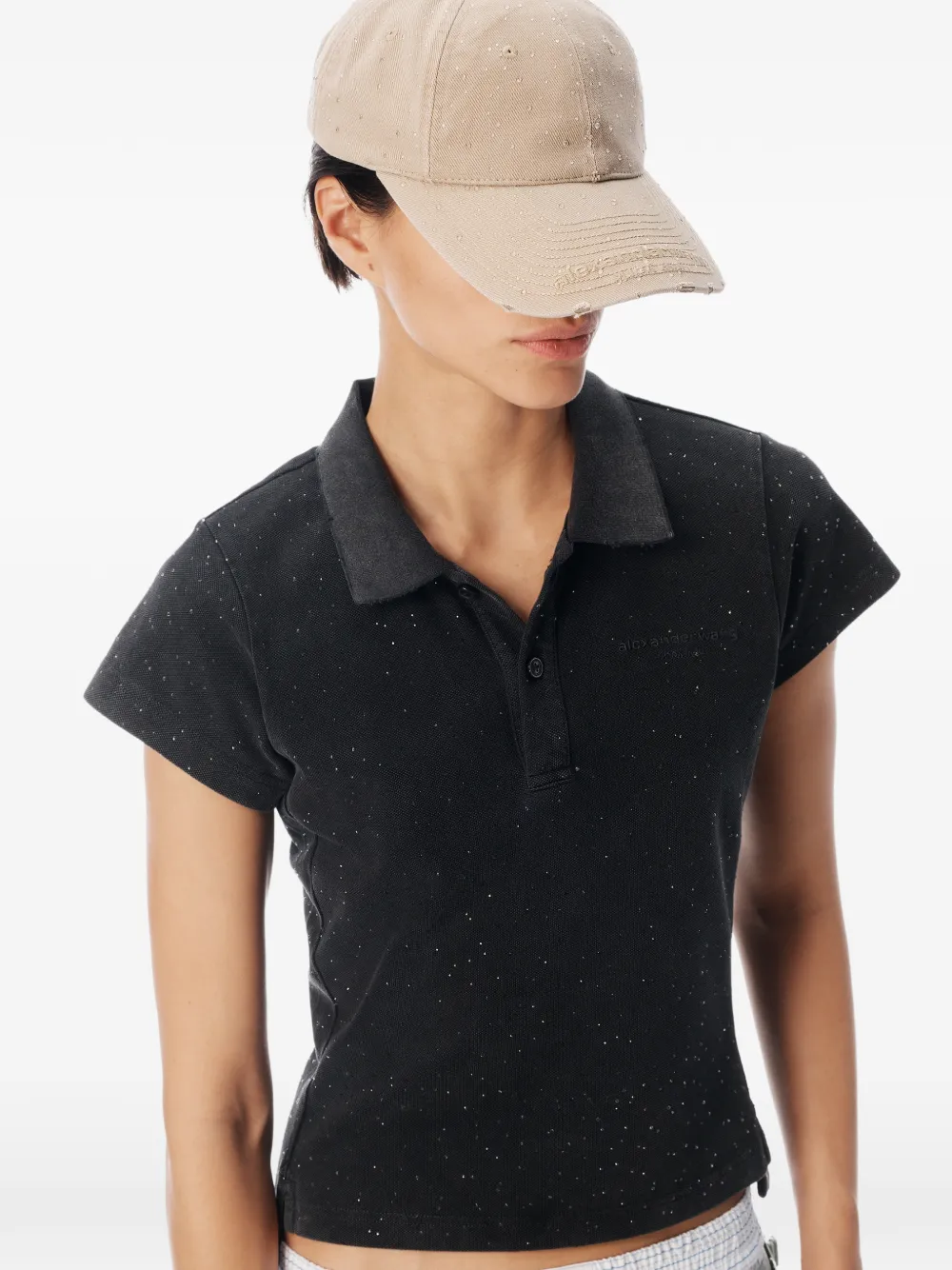 Alexander Wang Poloshirt met kristallen Zwart