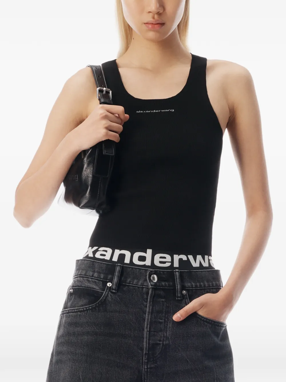 Alexander Wang Shorts met logoband en franje Grijs