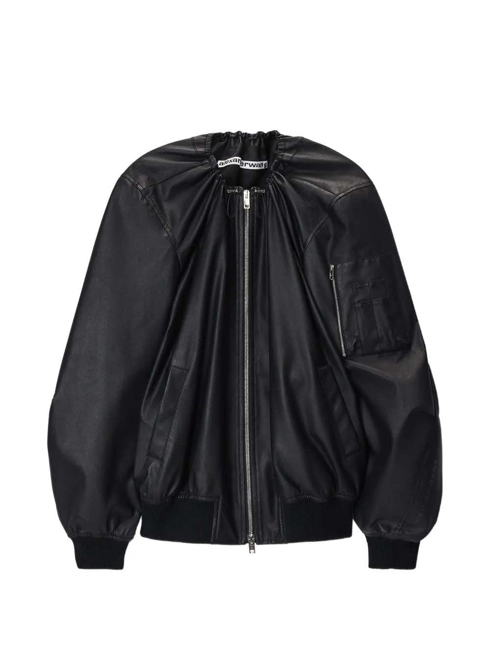 Alexander Wang gathered-detail leather jacket - Nero