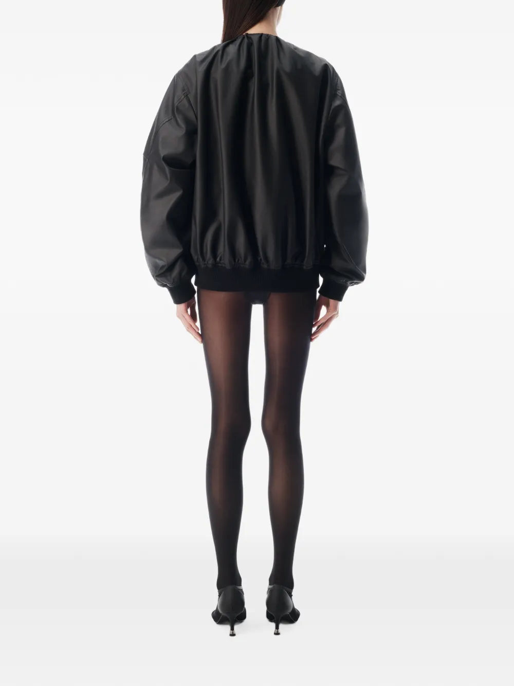 Alexander Wang Leren jack met gesmockt detail Zwart