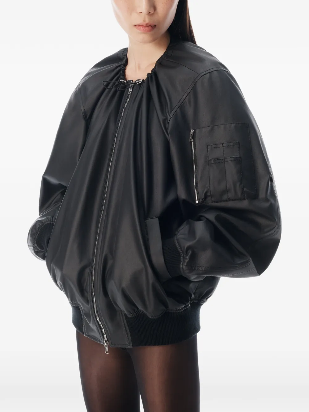 Alexander Wang Leren jack met gesmockt detail Zwart
