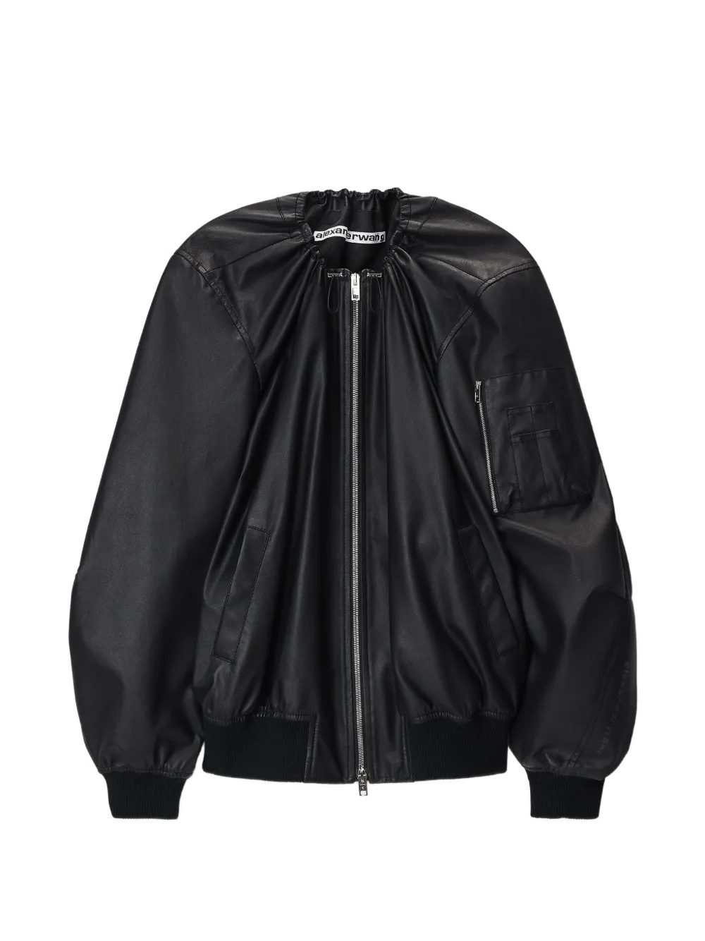 Alexander Wang gathered-detail leather jacket - Schwarz