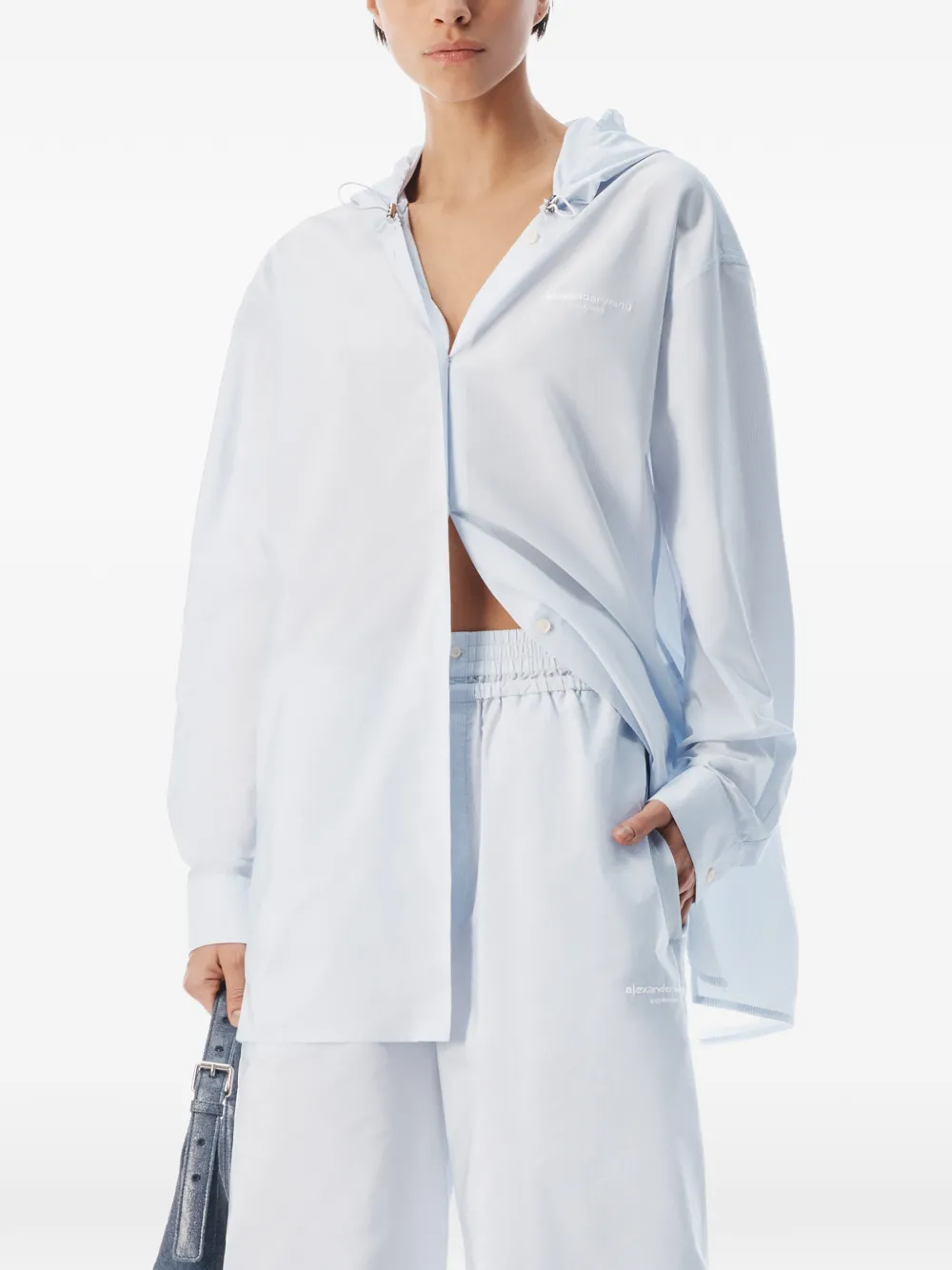 Alexander Wang Button-down hoodie Blauw