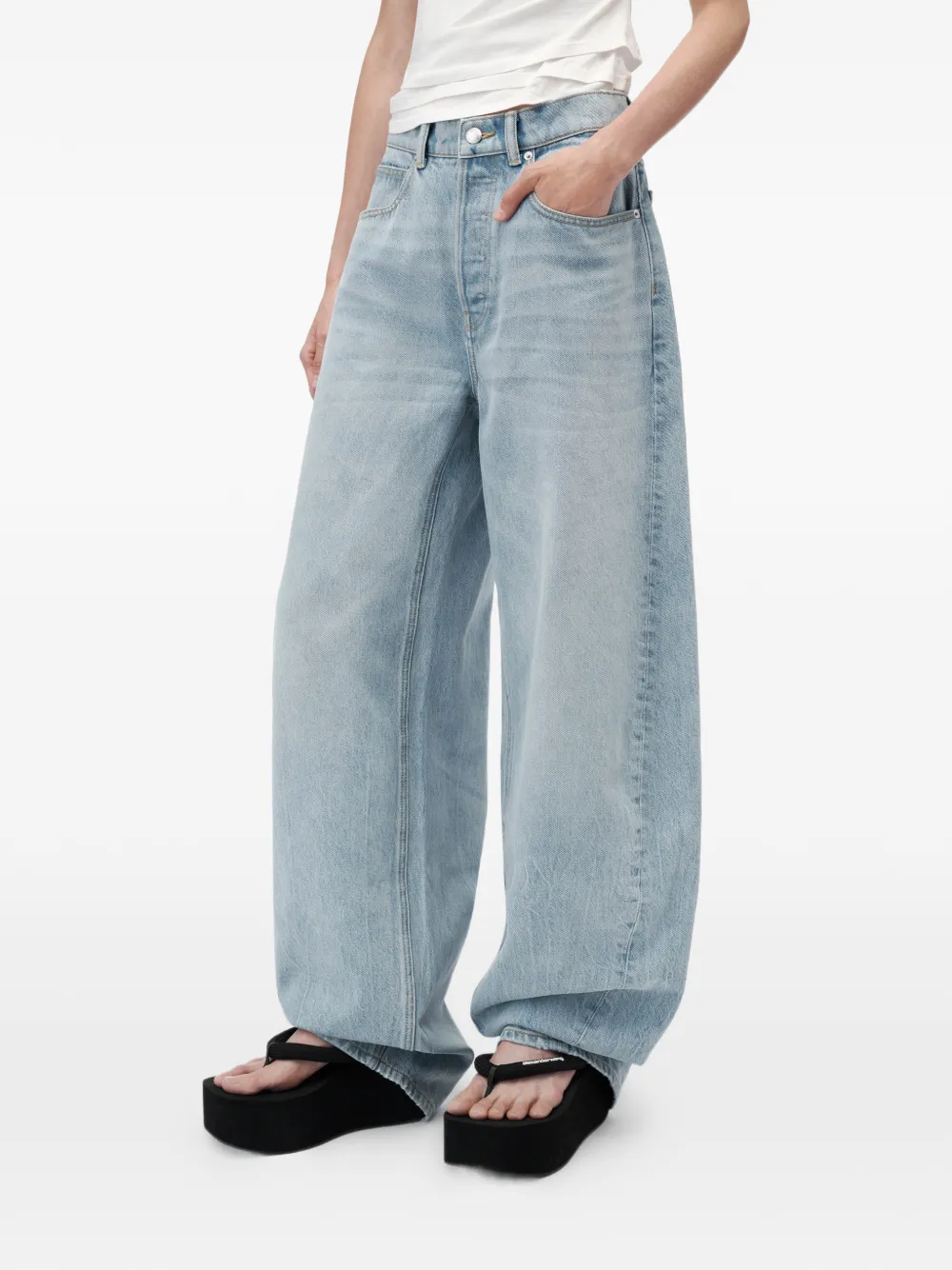 Alexander Wang Oversized jeans met kristallen logo Blauw