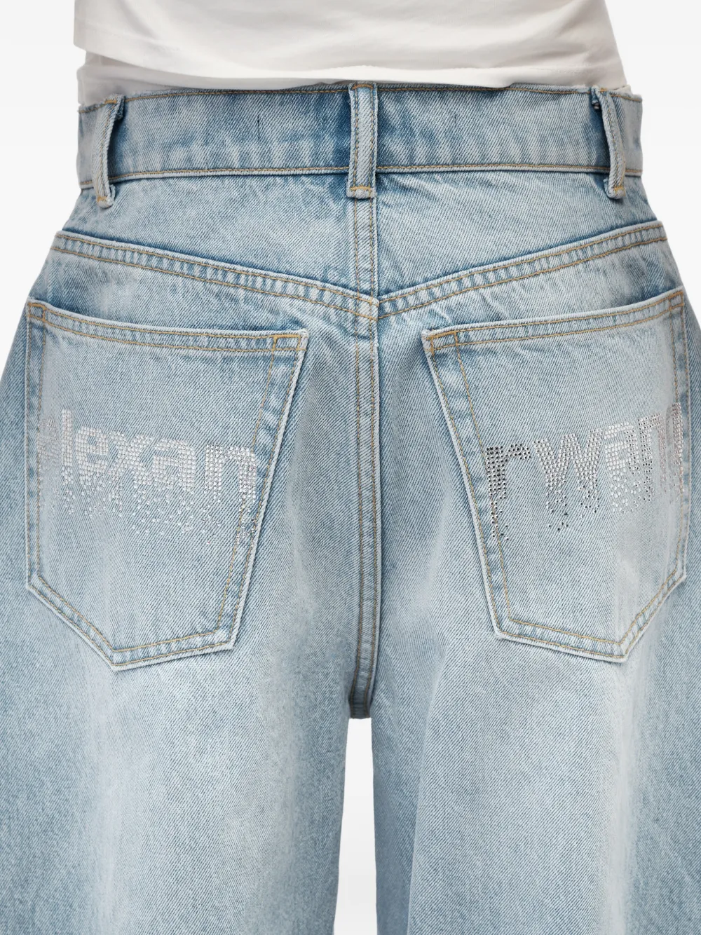 Alexander Wang Oversized jeans met kristallen logo Blauw
