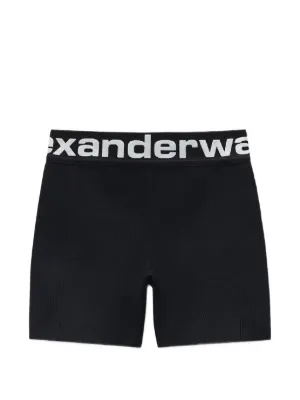 Alexander Wang ロゴストライプ リブミニショートパンツ | ブラック