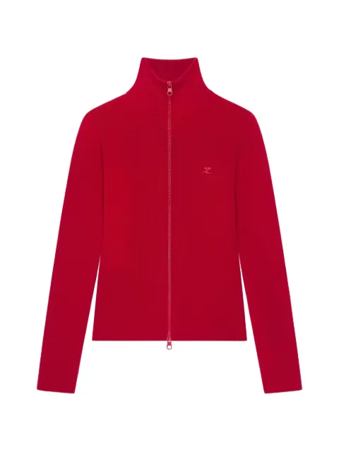 Courrèges logo embroidered zipped cardigan