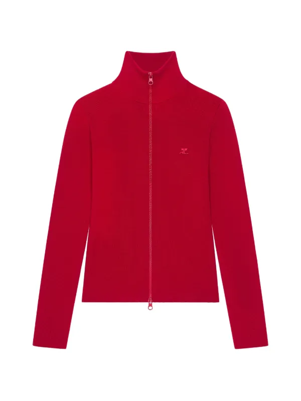 Courrèges Logo Embroidered Zipped Cardigan