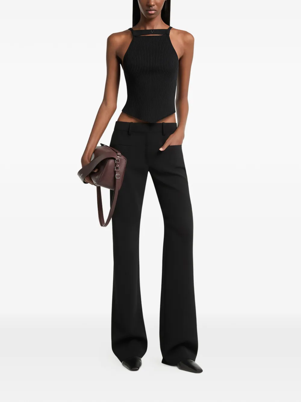 Courrèges Ribgebreide tanktop met bandje Zwart
