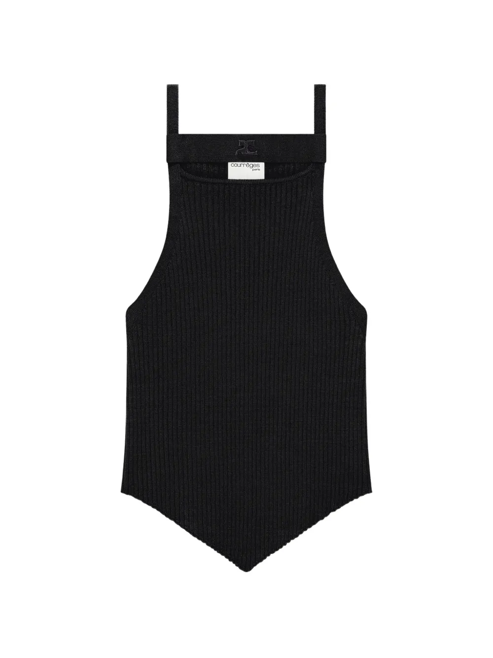Courrèges ribbed-knit chest-strap tank top - Nero