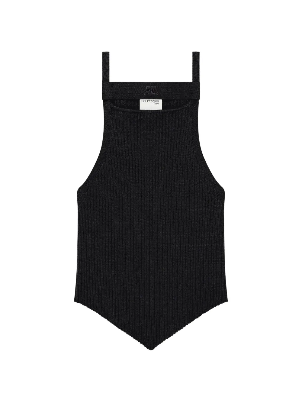 Courrèges ribbed-knit chest-strap tank top - Nero