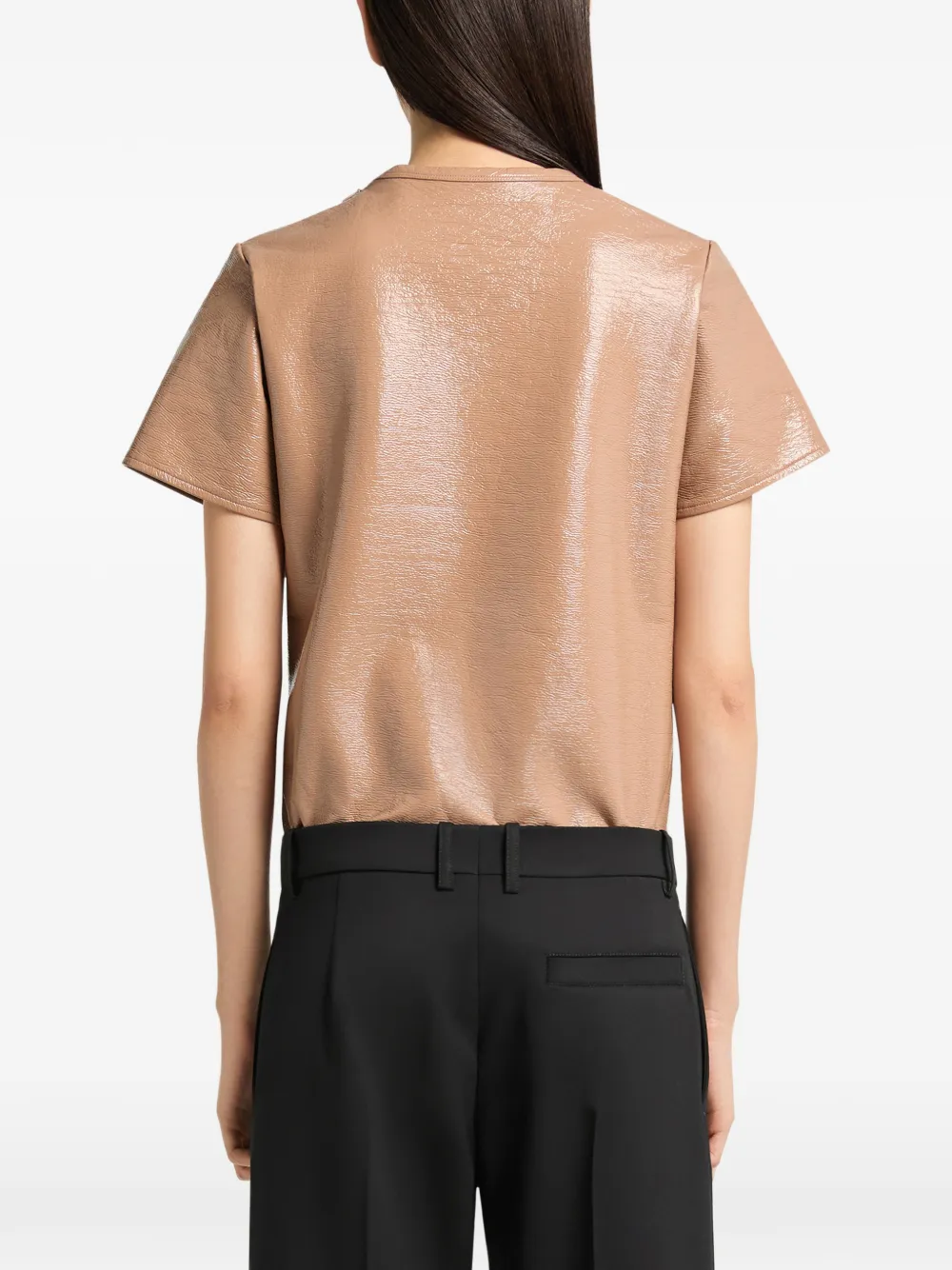 Courrèges Vinyl T-shirt met geborduurd logo Beige