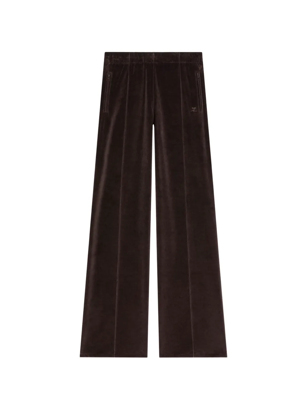 Courrèges Pintucked Velvet Track Pants In Brown