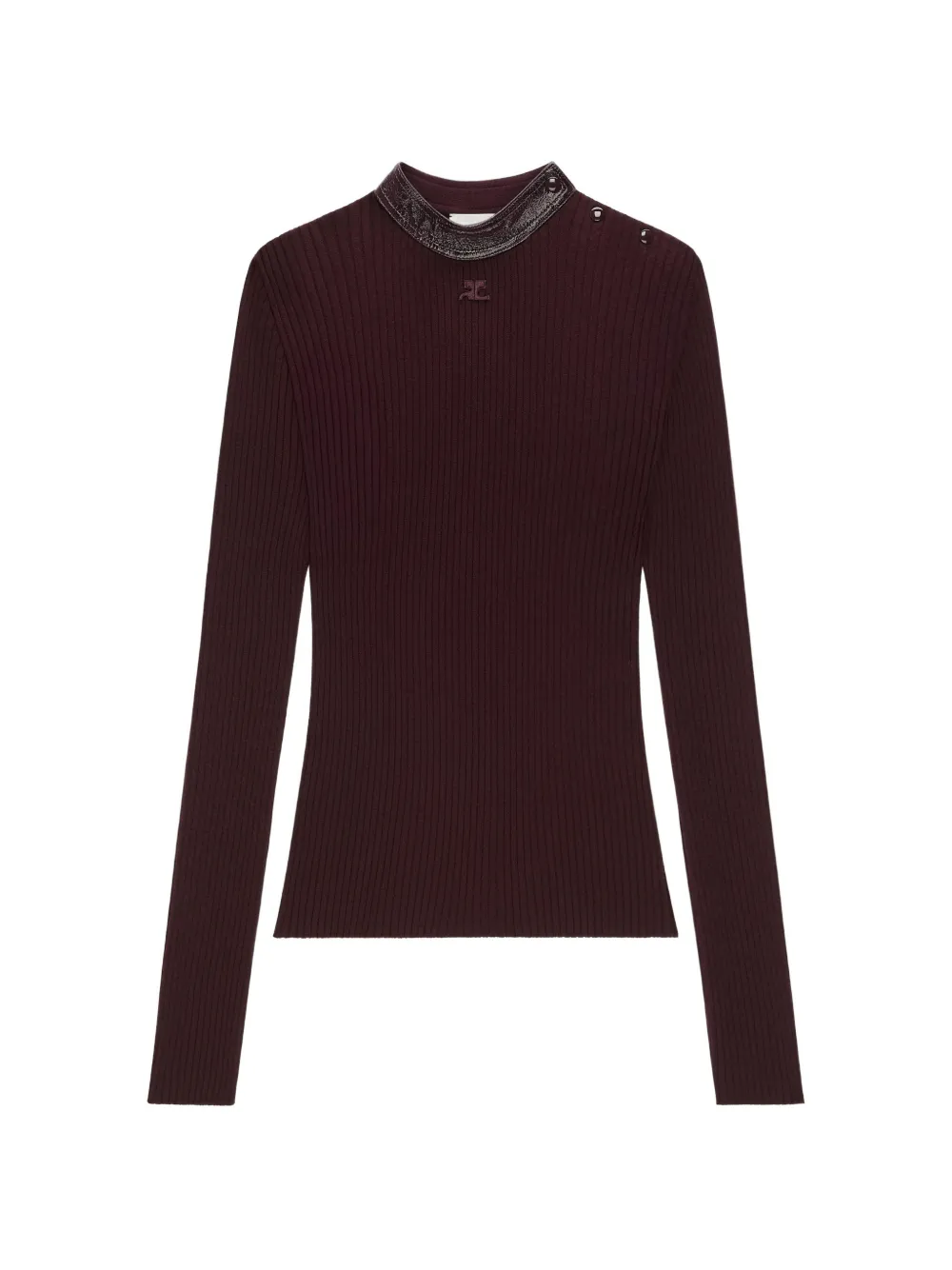 Courrèges Gerippter Pullover mit Vinyl-Kragen - Violett
