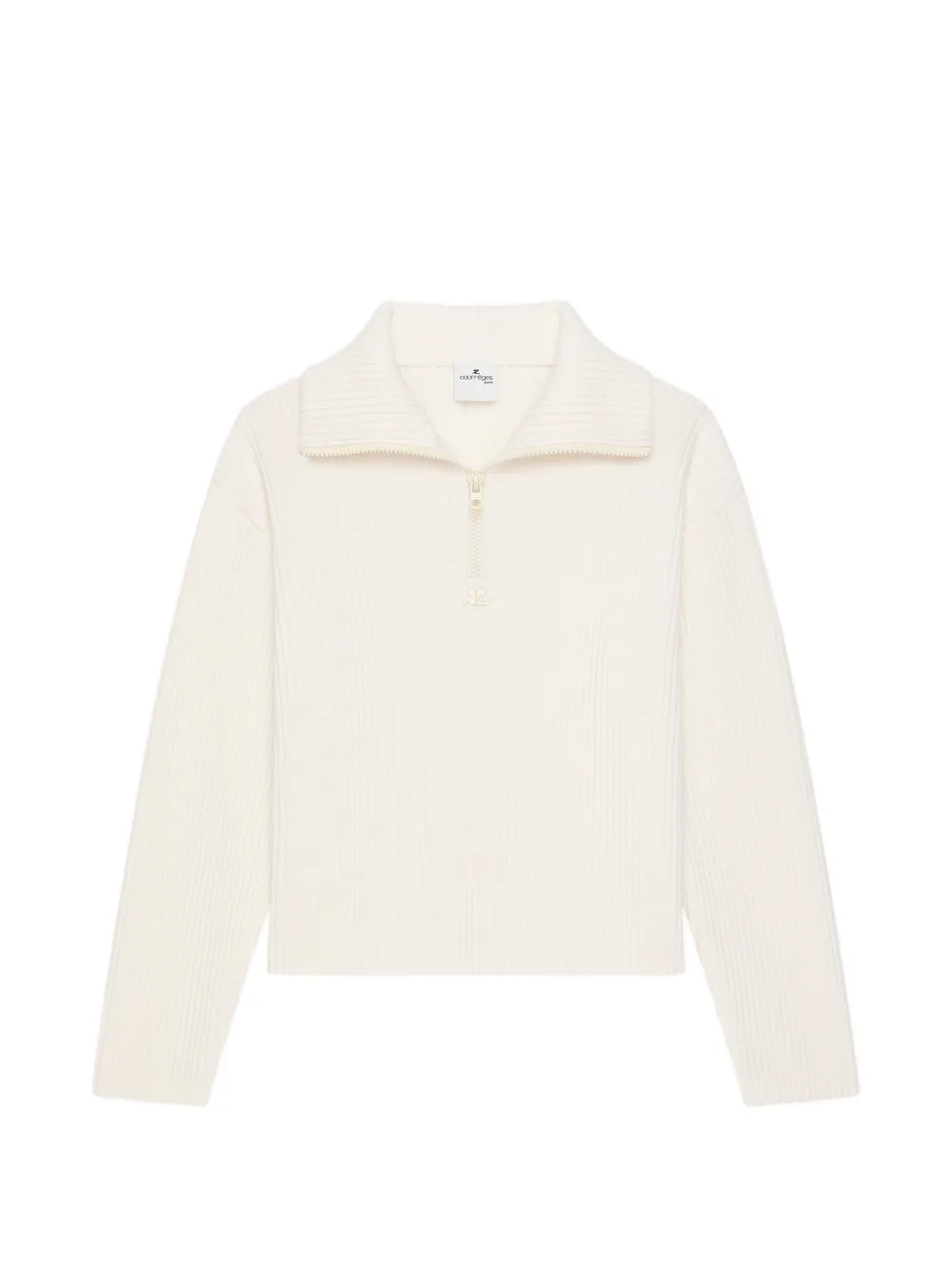 Courrèges Ribbed-knit Wool Sweater In Neutral