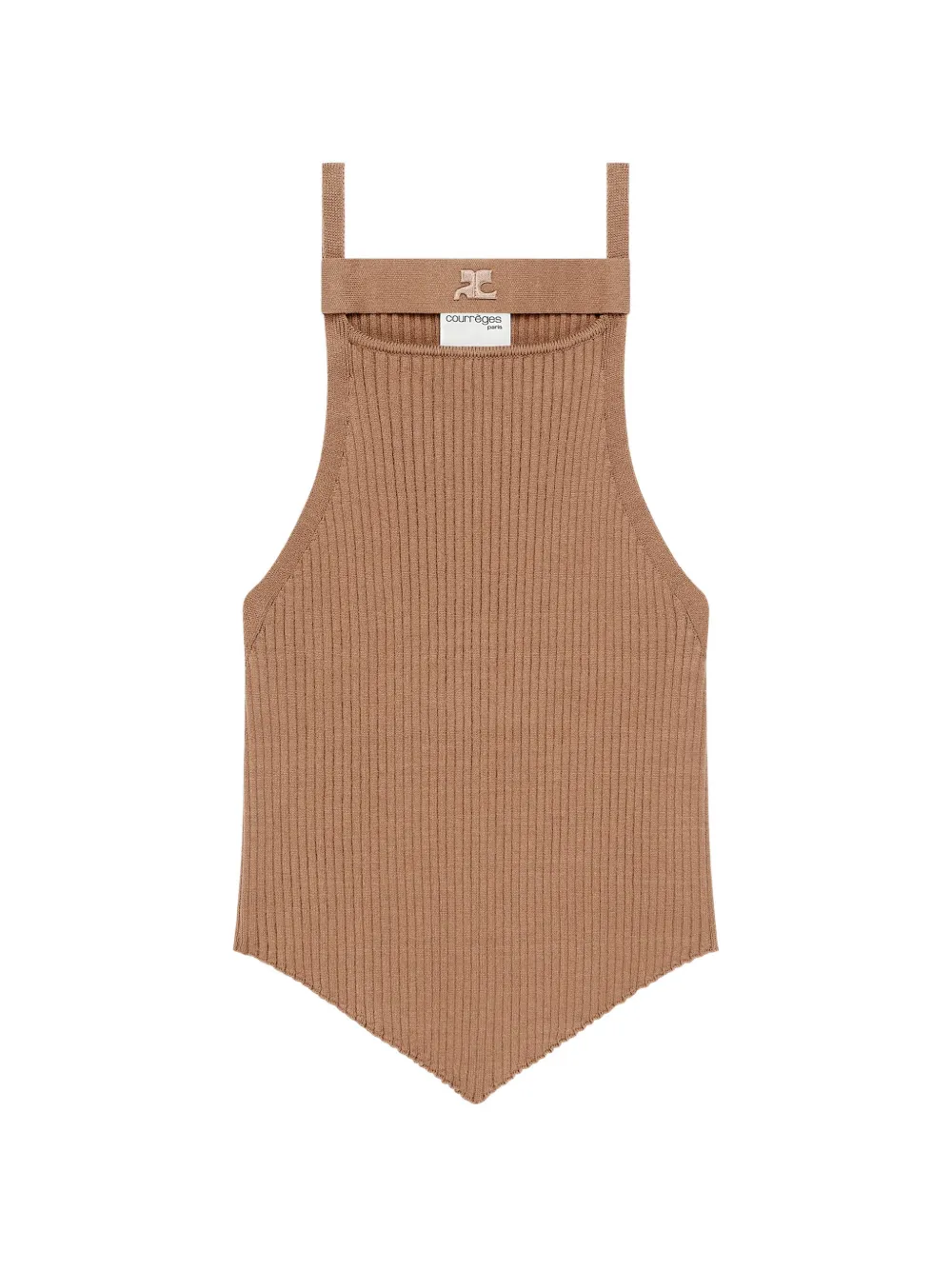 Courrèges rib-knit asymmetric tank top - Toni neutri