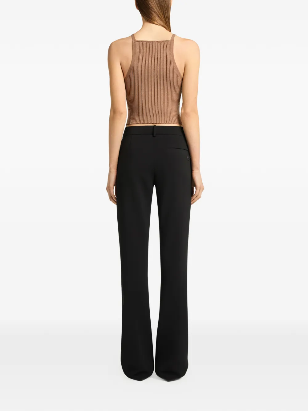 Courrèges Ribgebreide asymmetrische tanktop Beige