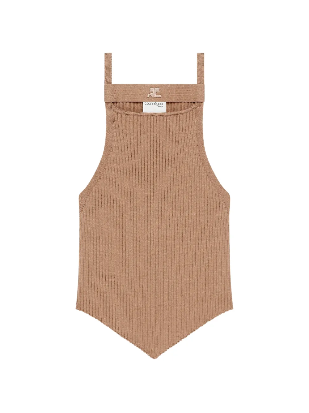 Courrèges rib-knit asymmetric tank top - Toni neutri