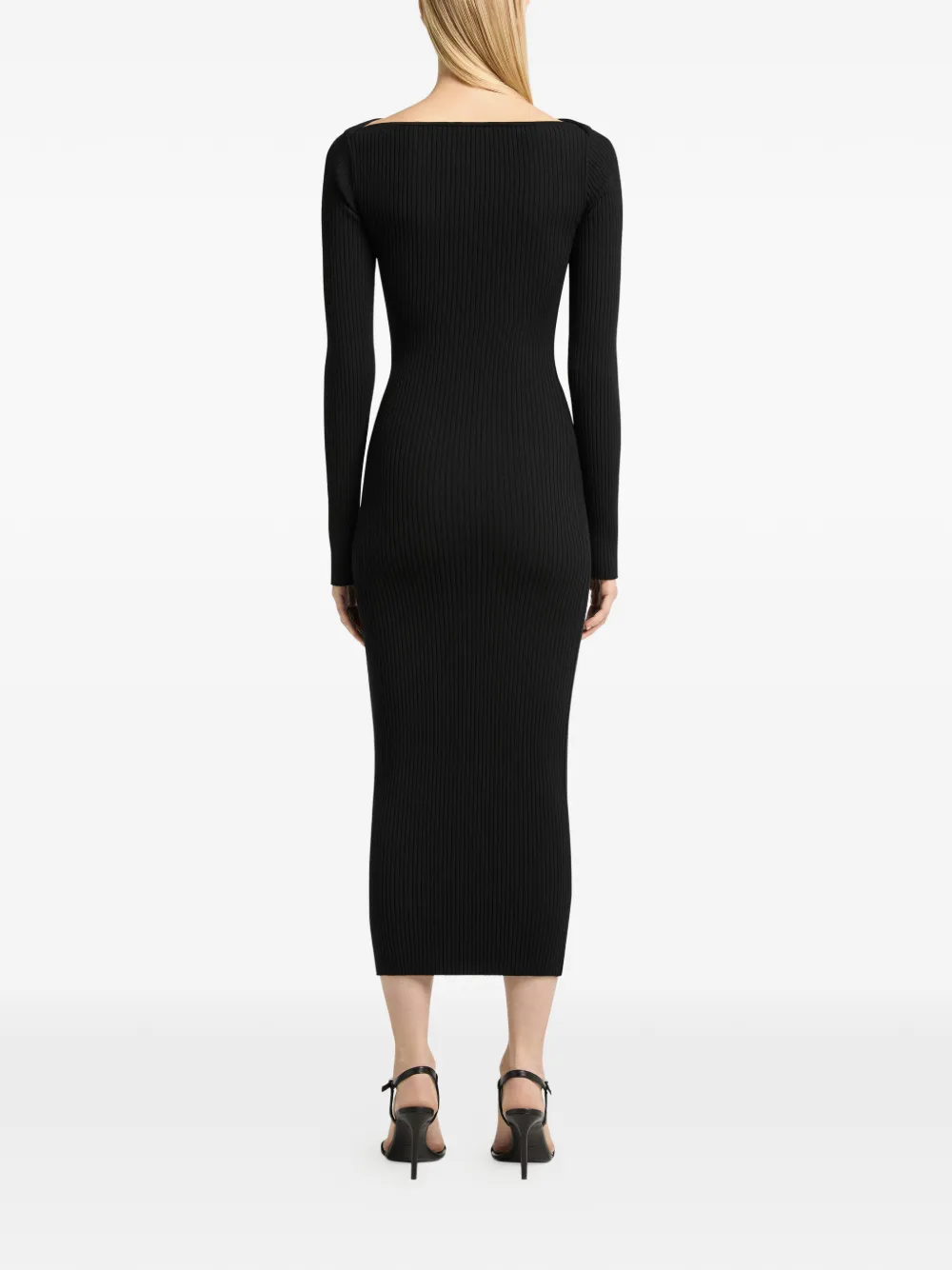 Courrèges Ribgebreide midi-jurk Zwart