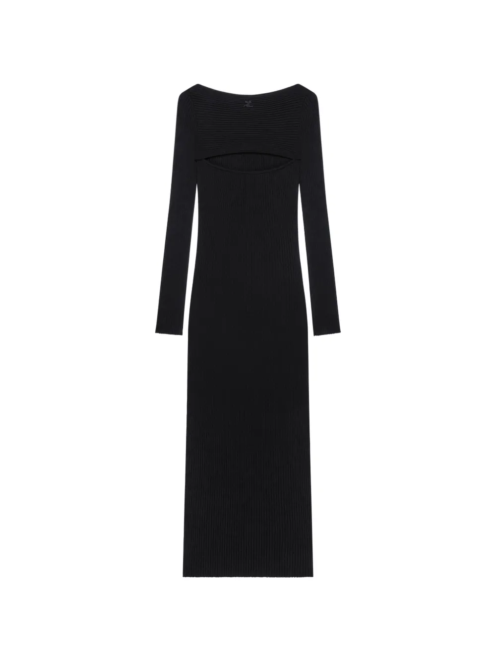 Courrèges Ribgebreide midi-jurk Zwart
