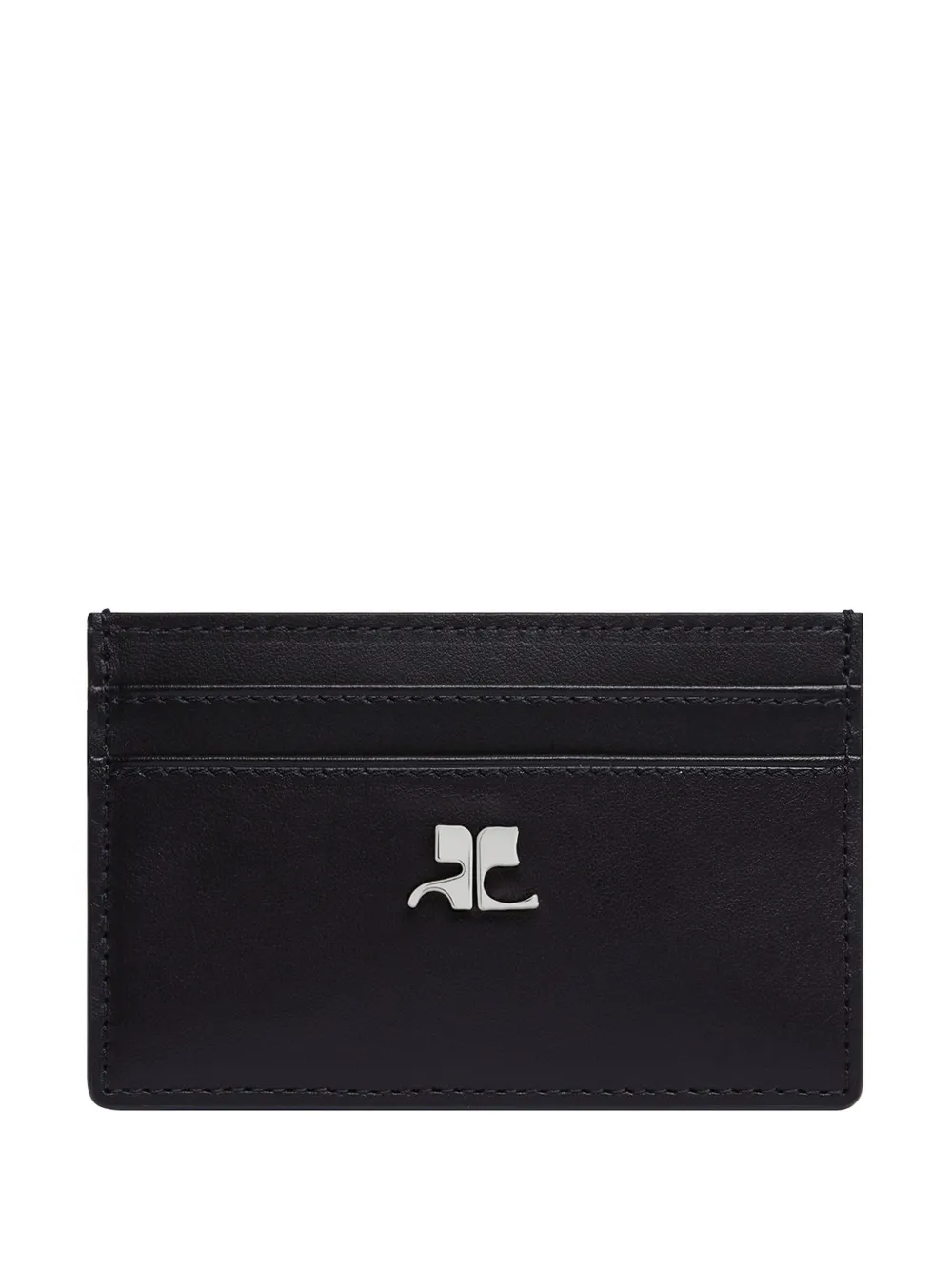 Courrèges AC logo-plaque leather cardholder - Nero