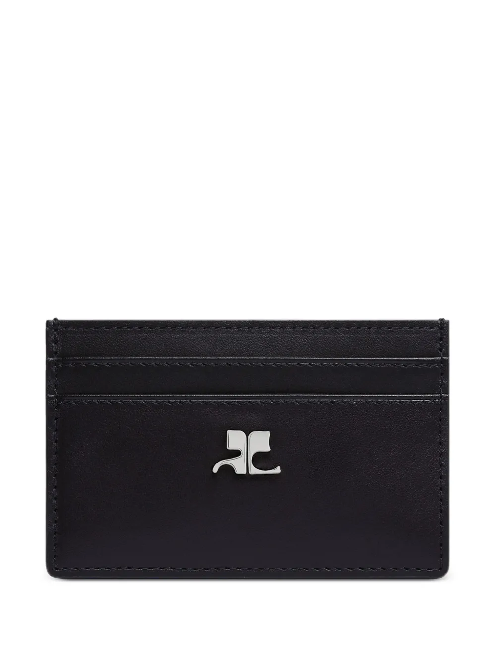Courrèges AC logo-plaque leather cardholder - Nero