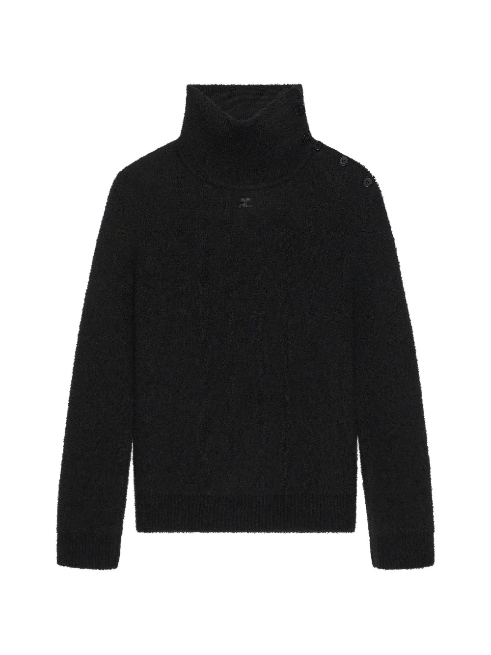 Courrèges bouclé-knit button-detail sweater - Black