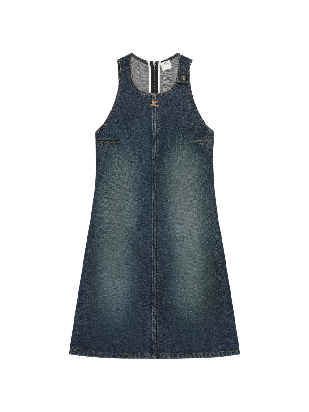 Courrèges Abito corto denim svasato - Blu
