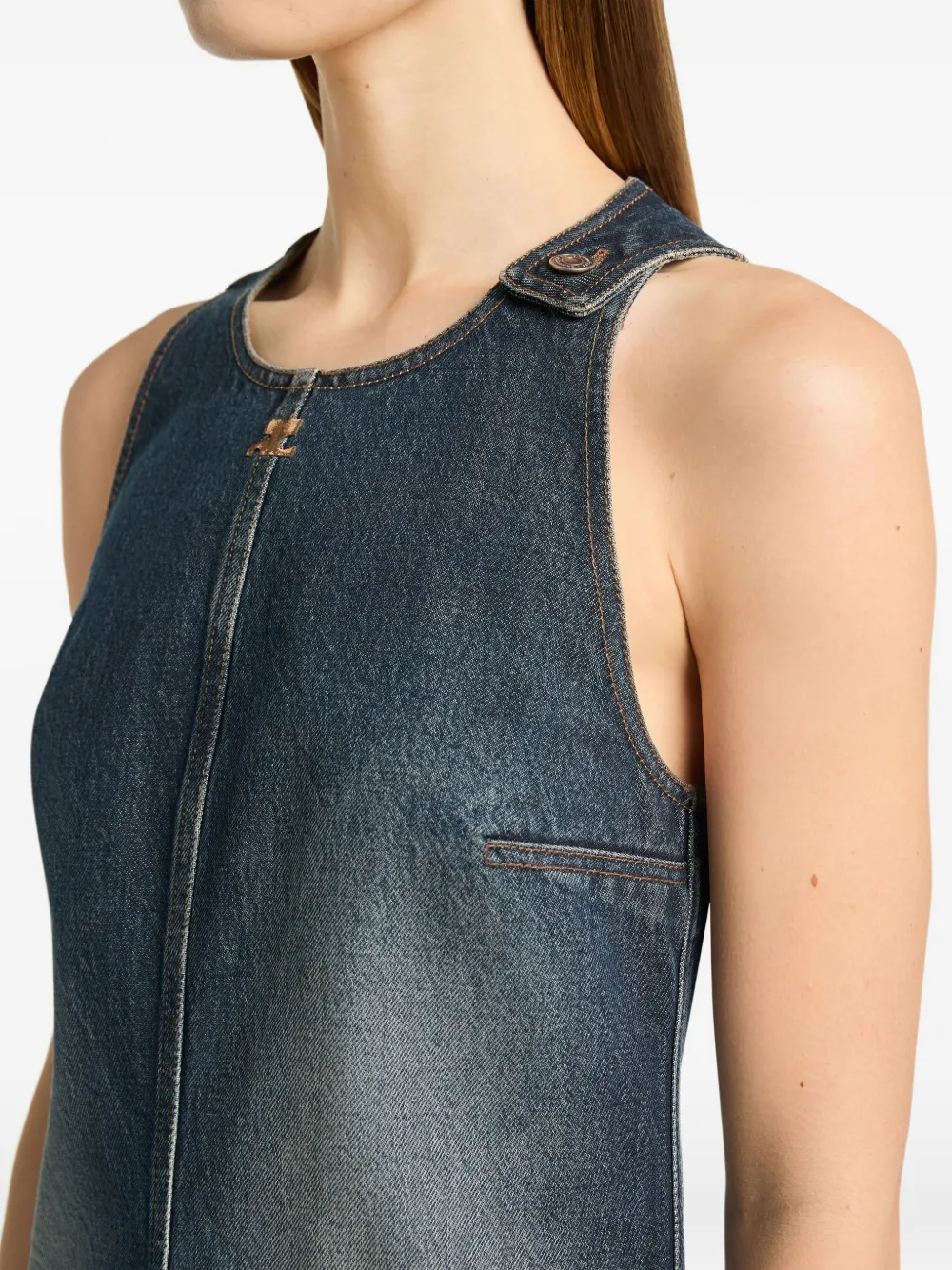 Courrèges Denim A-lijn mini-jurk Blauw