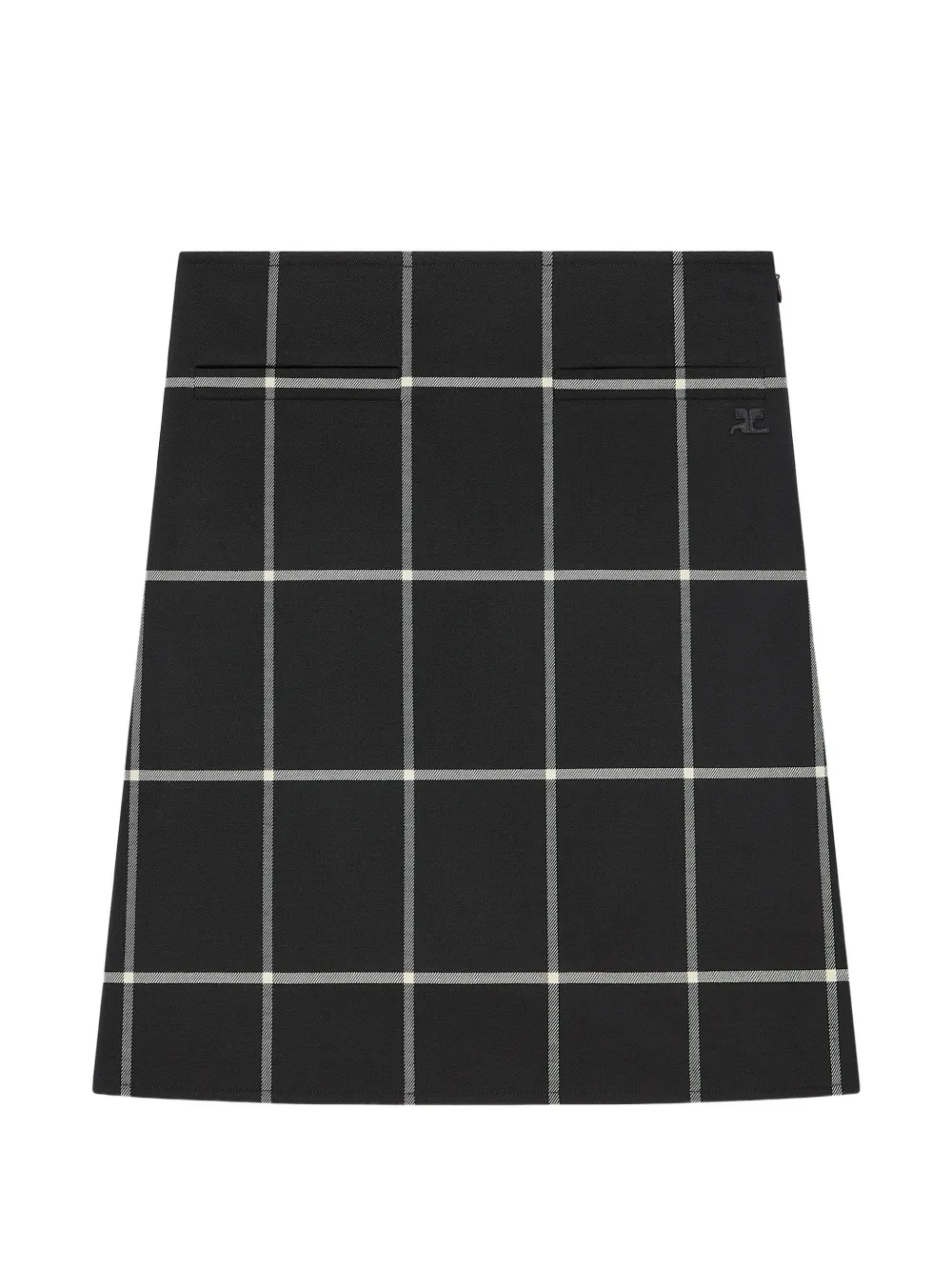 Courrèges Gonna midi svasata a quadri - Nero