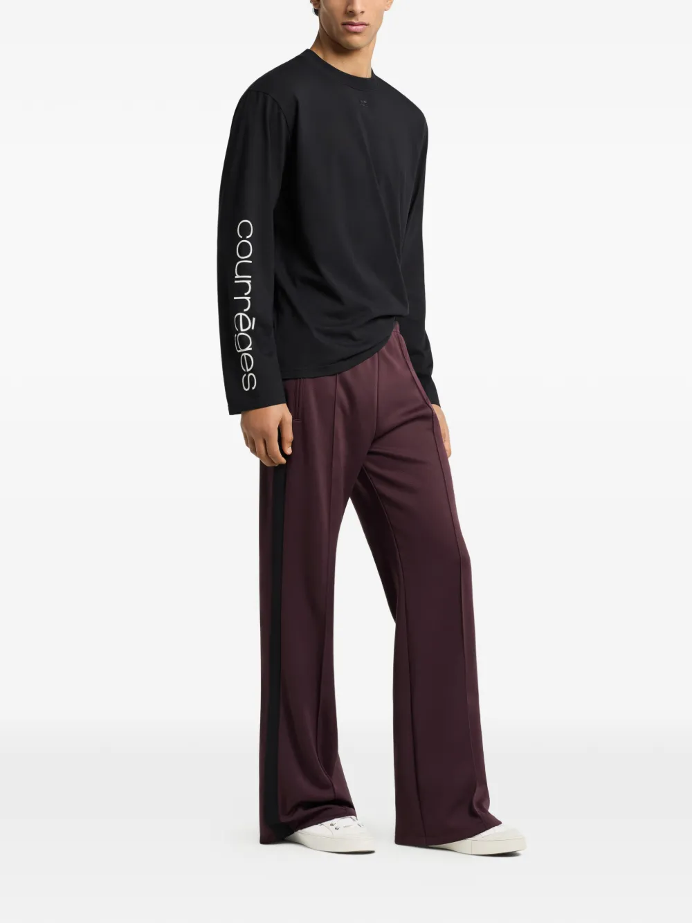 Courrèges T-shirt met logoprint met lange mouwen Zwart