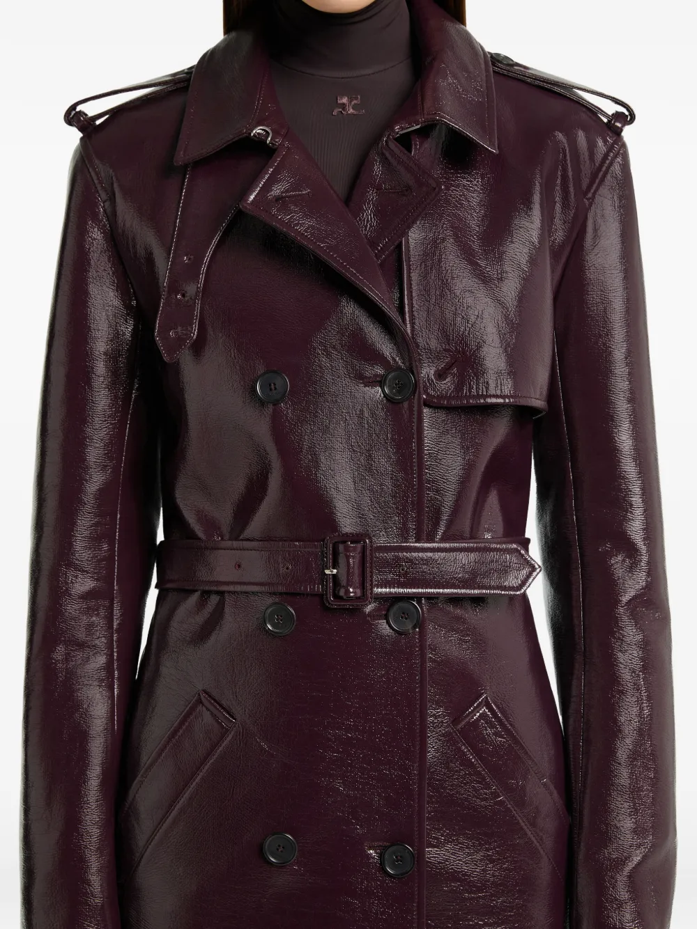 Courrèges Trenchcoat met dubbele rij knopen Rood