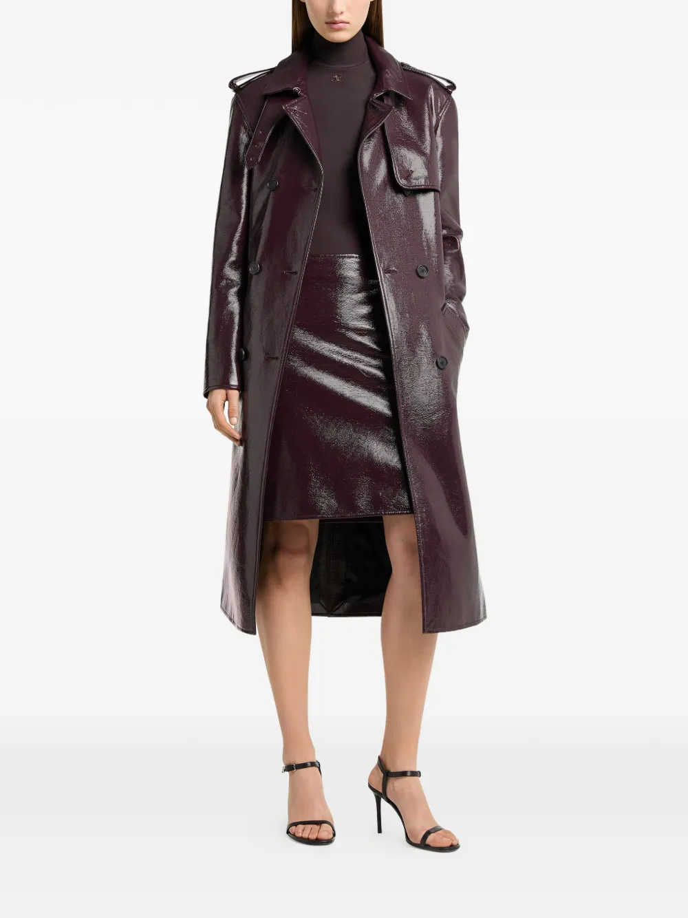 Courrèges Trenchcoat met dubbele rij knopen Rood