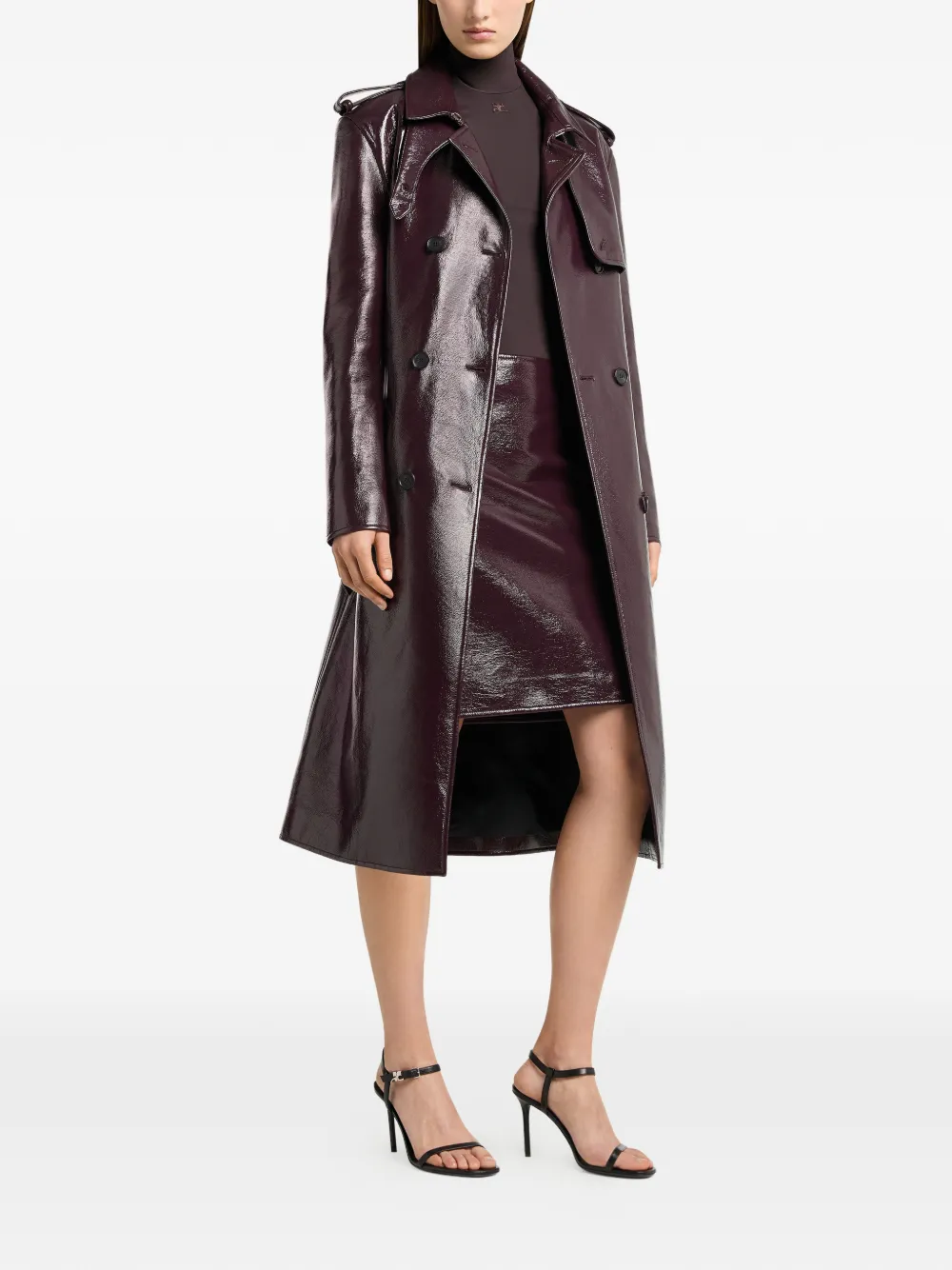 Courrèges Trenchcoat met dubbele rij knopen Rood