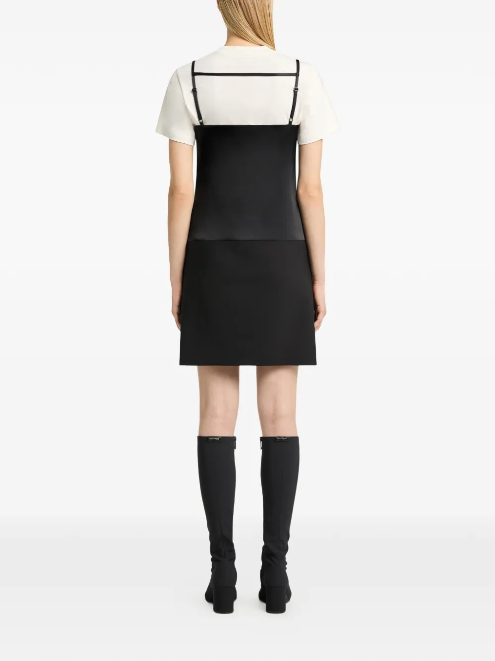 Courrèges Mini-jurk van twee materialen Zwart