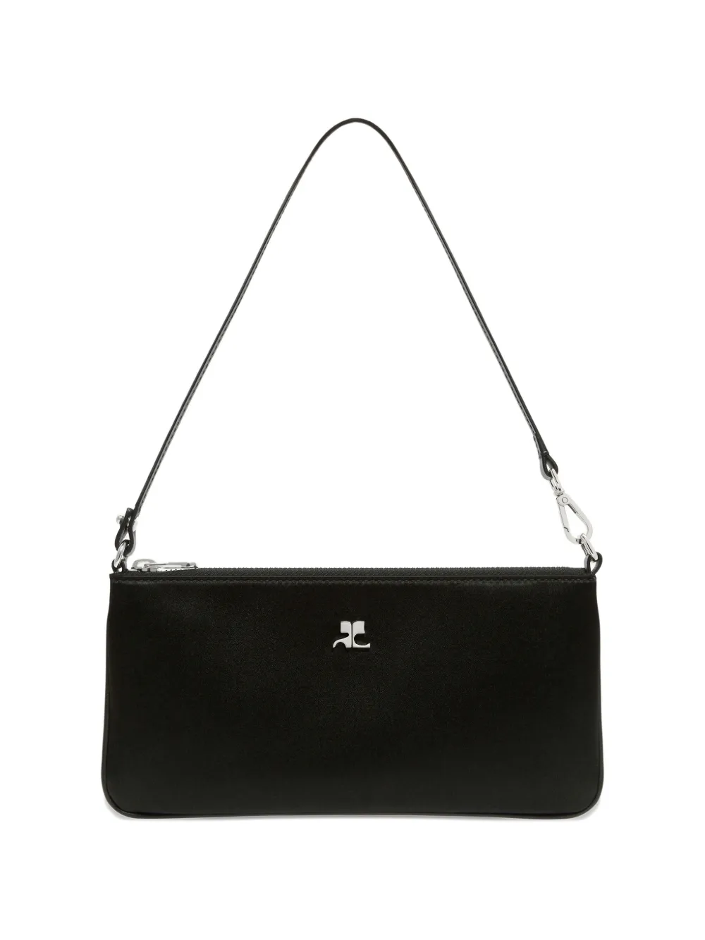 Courrèges logo-plaque zipped pouch - Nero