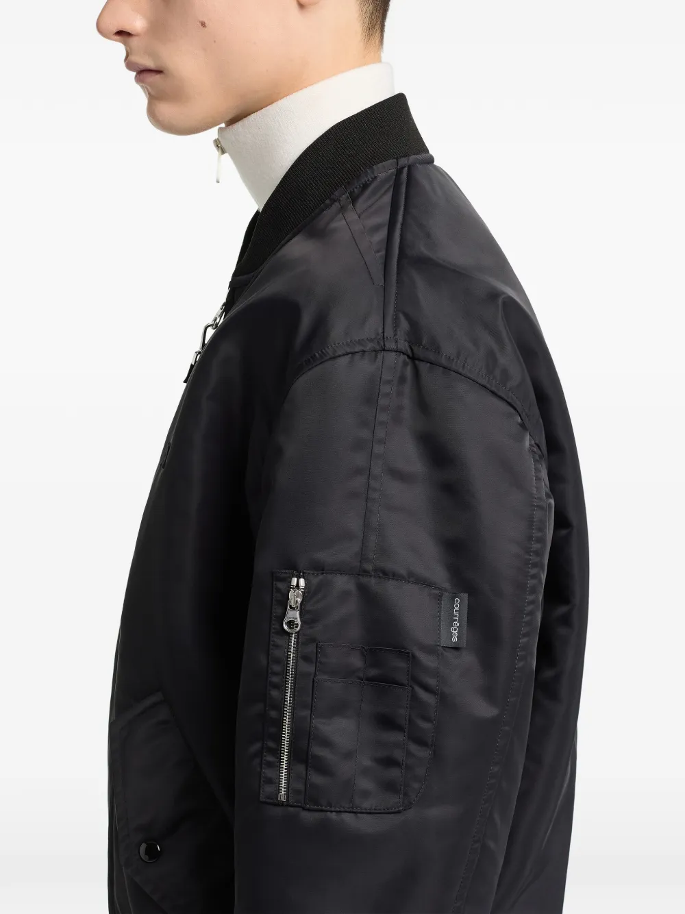 Courrèges Bomberjack met logopatch Zwart
