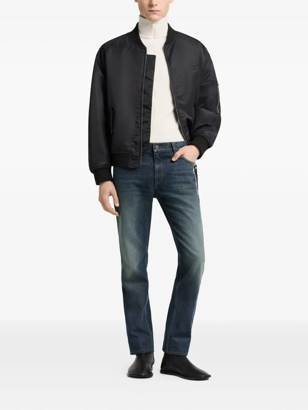 Courrèges Bomberjack met logopatch Zwart