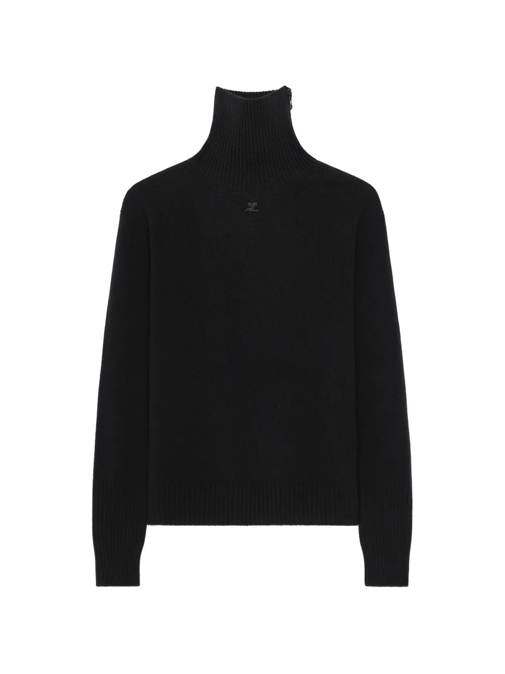 Courrèges Zipped-collar Sweater In Black