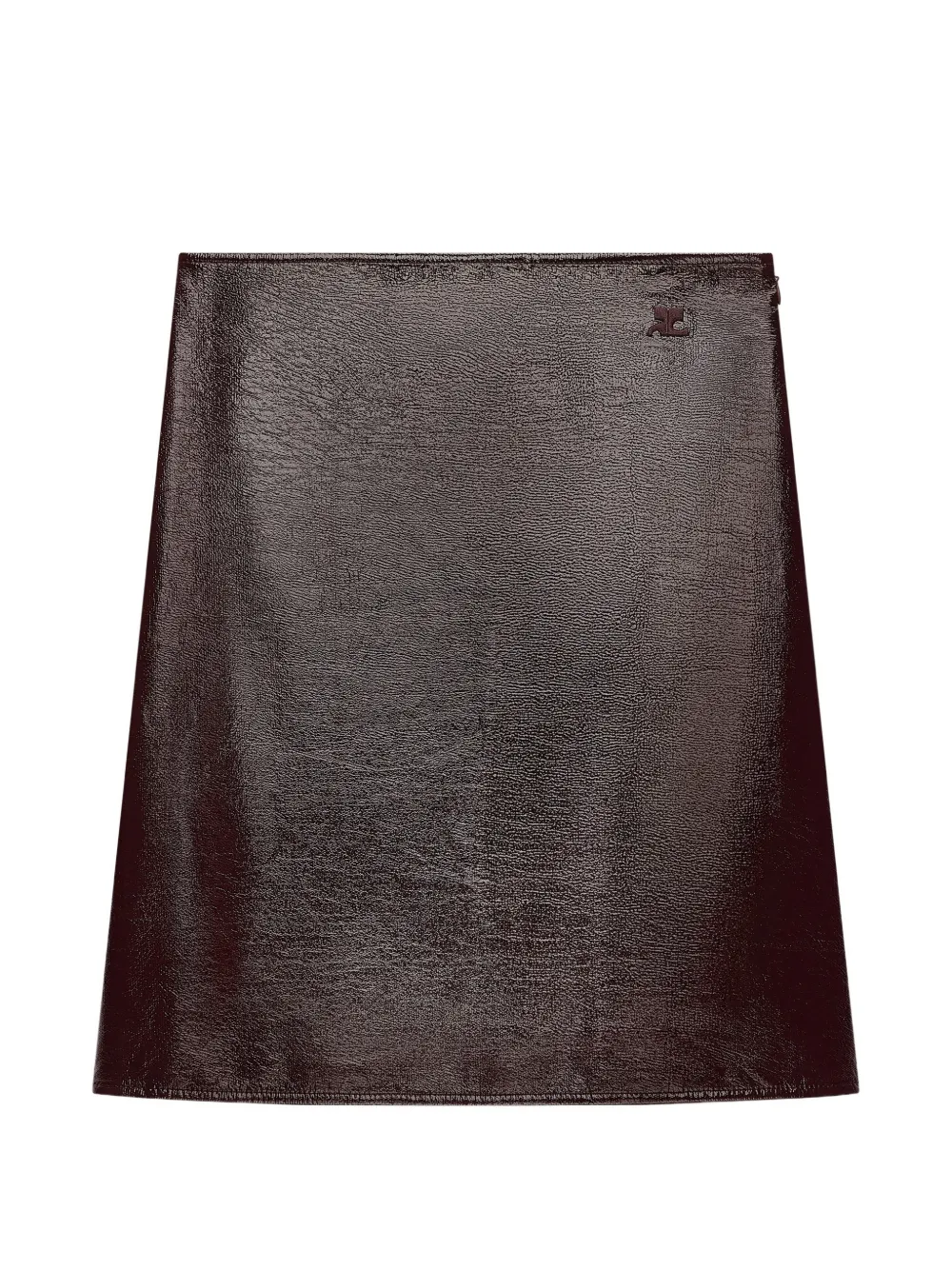 Courrèges vinyl logo-patch A-line knee-length skirt - Rosso
